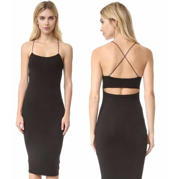 T by Alexander Wang Strappy Tank Dress in Black Mid Length Bodycon Size Large - Picture 1 of 9